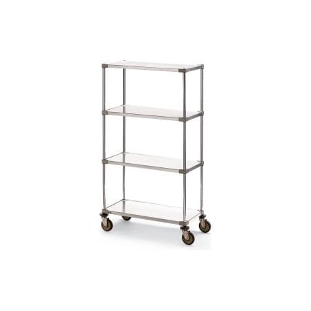 Metro Metro Super Erecta Shelf Truck w/4 Shelves, 900 lb. Capacity, 36"L x 18"W x 68"H, Silver 5445400